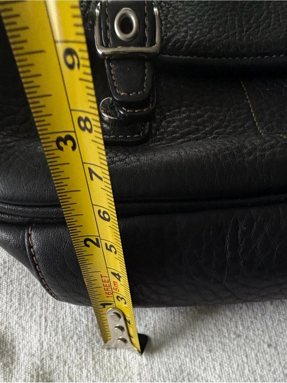 Vintage Coach Black Leather Crossbody Bag with Striped Strap for women